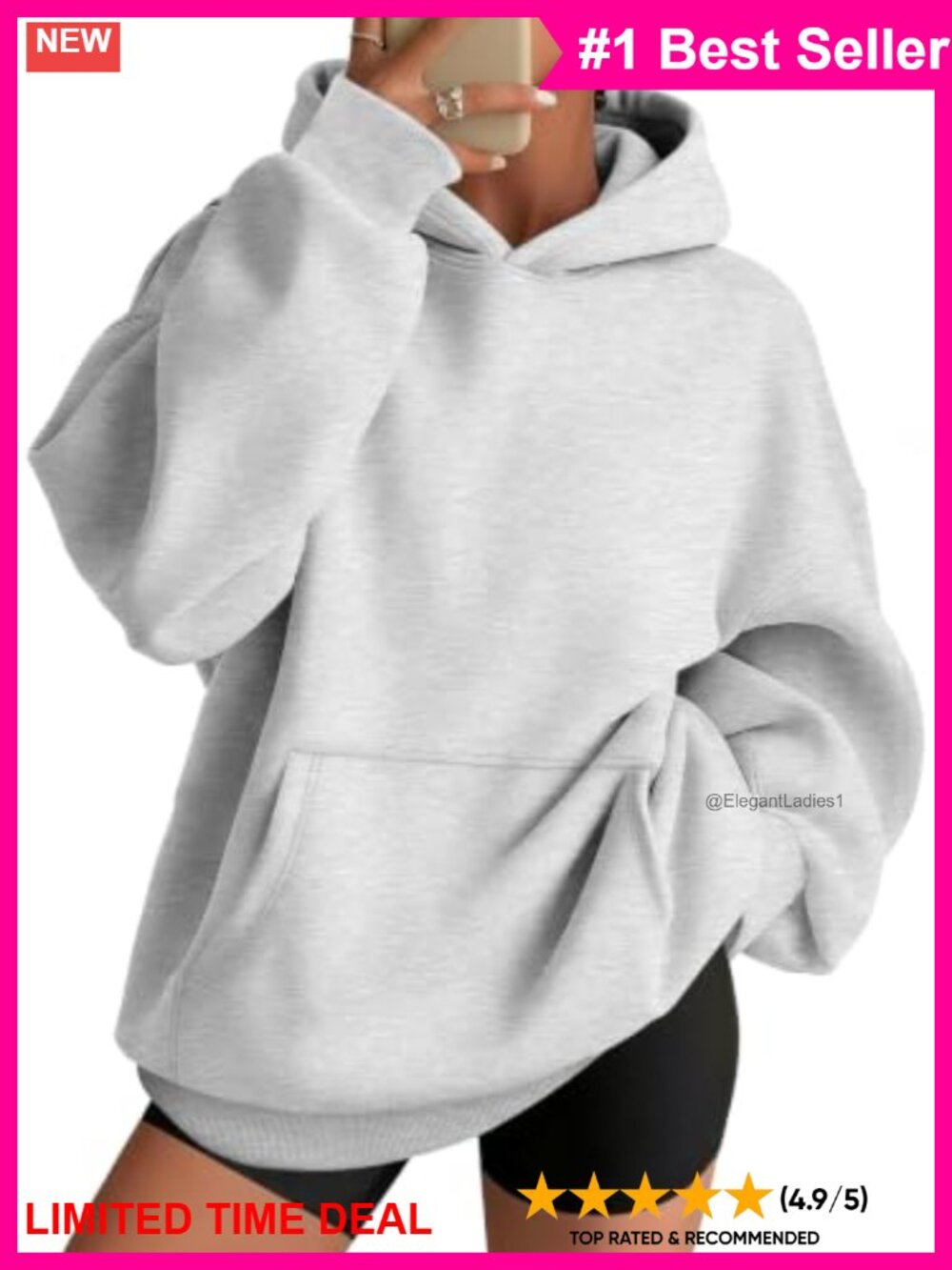 Oversized Hoodie Drop Shoulder Pullover Sweatshirt Casual